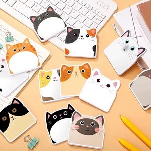 6 Pack Cute Cat Sticky Notes Set - Multicolor